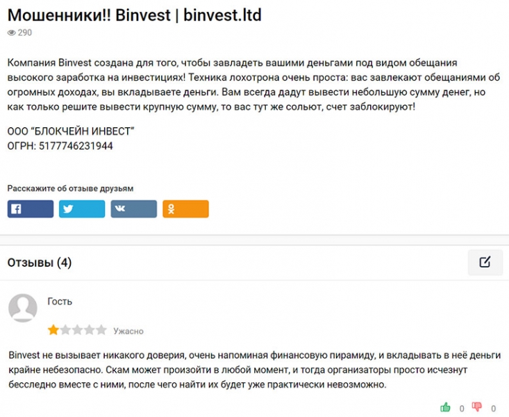 Binvest - проект со множеством негативных отзывов и признаками лохотрона? Обзор.