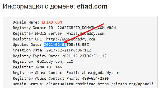 Обзор мошеннического проекта в сети интернет Efi Ad. Отзывы на проект.