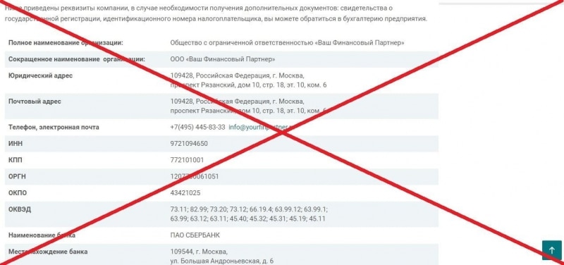 Ваш Финансовый Партнер (yourfinpartner.ru) — отзывы и обзор компании – Blacklistbroker.com