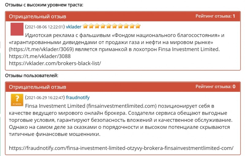 Finsa Investment Limited отзывы о «брокере»