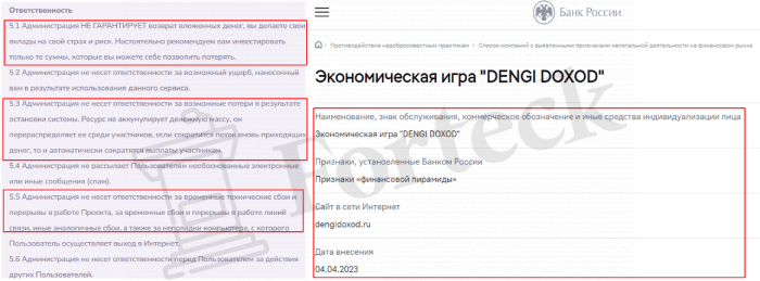 DENGI DOXOD (dengidoxod.ru) игра с признаками пирамиды!