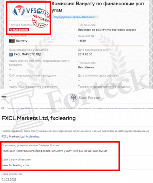FXCL Markets Ltd (fxclearing.com) лжеброкер! Отзыв Forteck
